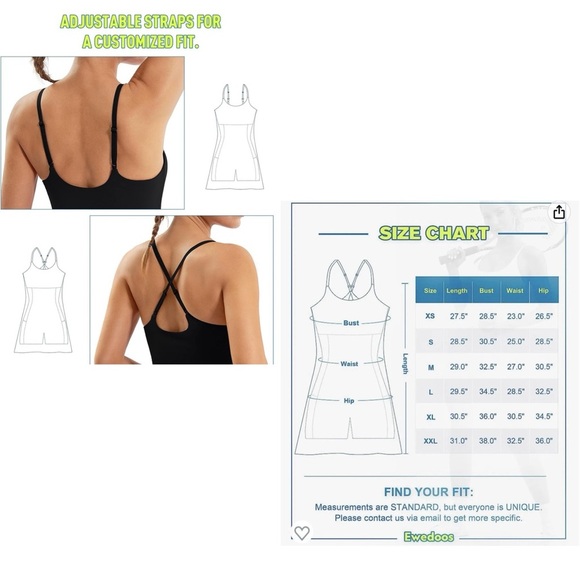 NWT Tennis Dress Built in Shorts and Bra Athletic Dress for Women Workout Dress - Picture 6 of 17